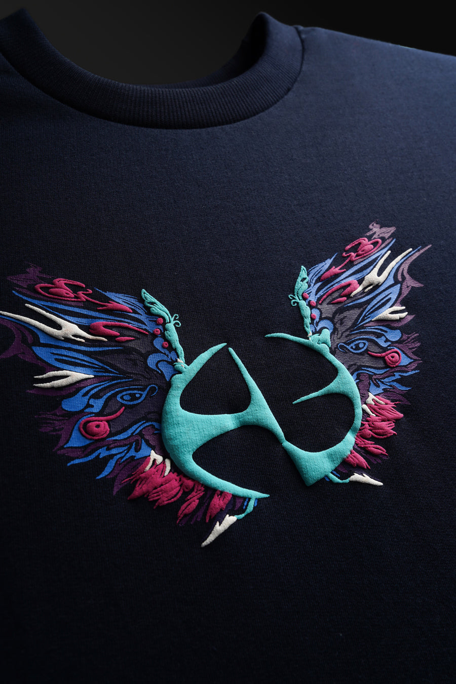 Peacock Oversized Unisex T-shirt in Navy Blue