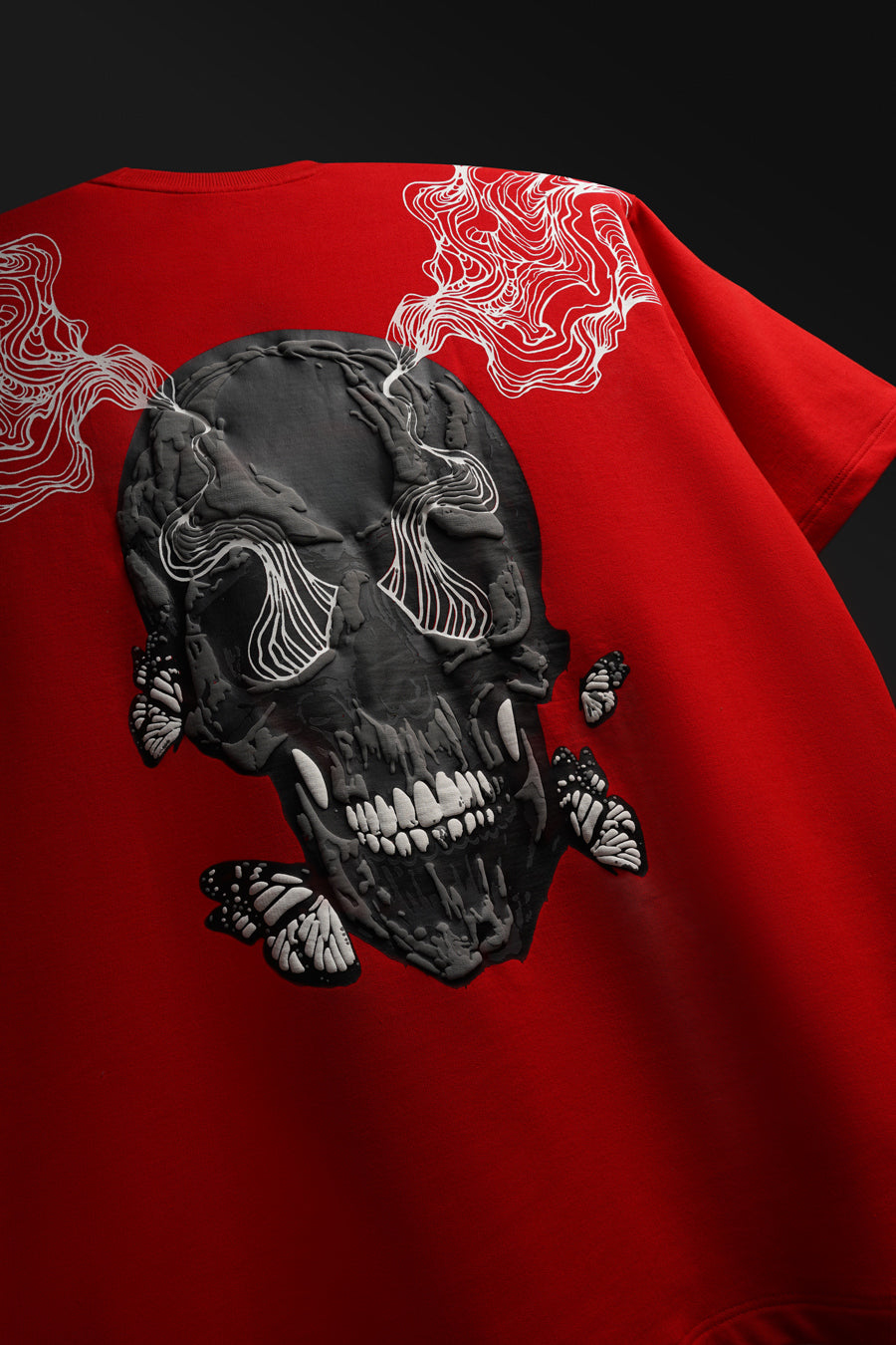 Skull and Butterfly Oversized Unisex T-shirt in Red