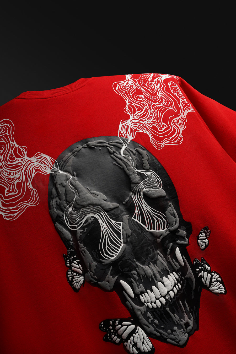 Skull and Butterfly Oversized Unisex T-shirt in Red