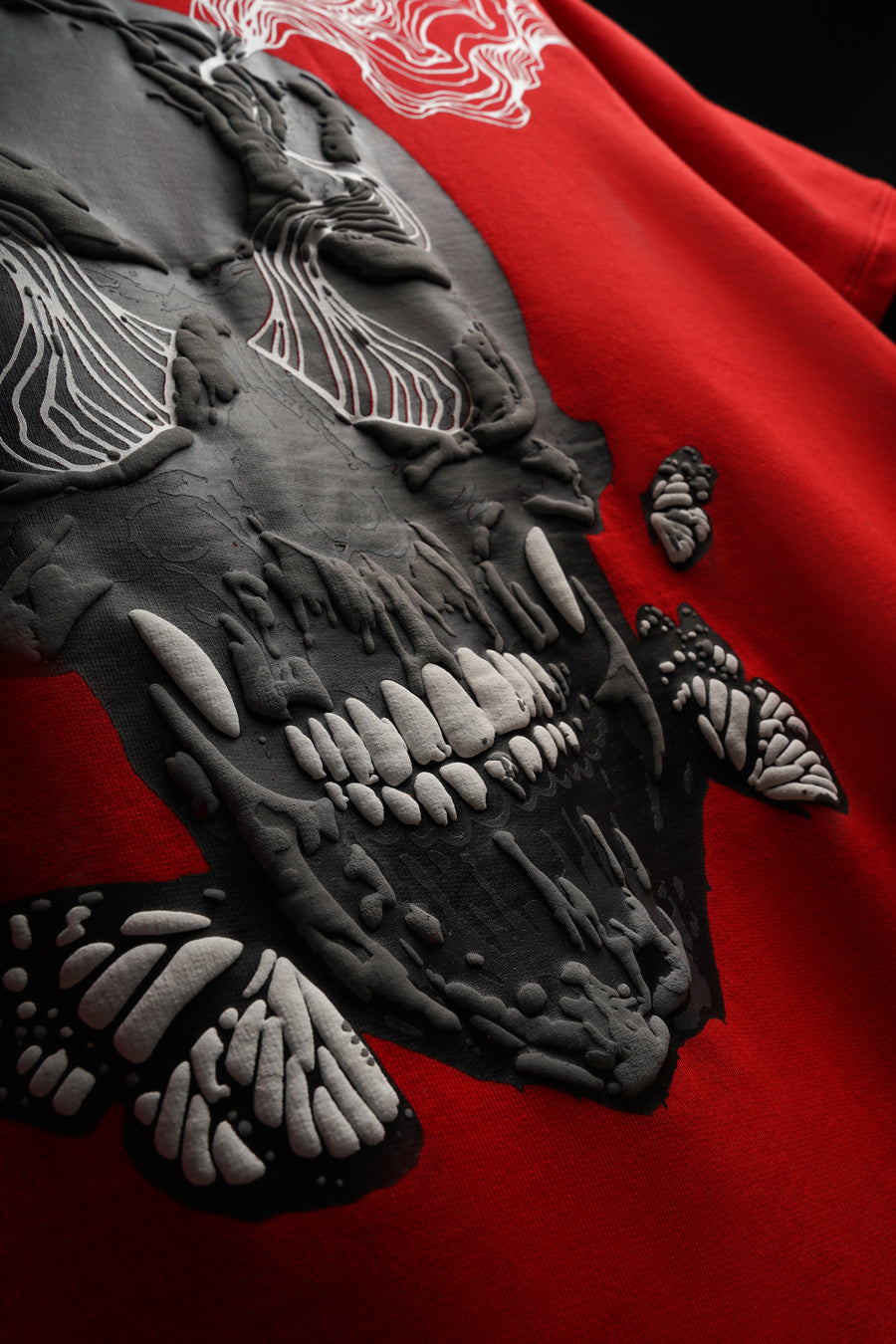 Skull and Butterfly Oversized Unisex T-shirt in Red