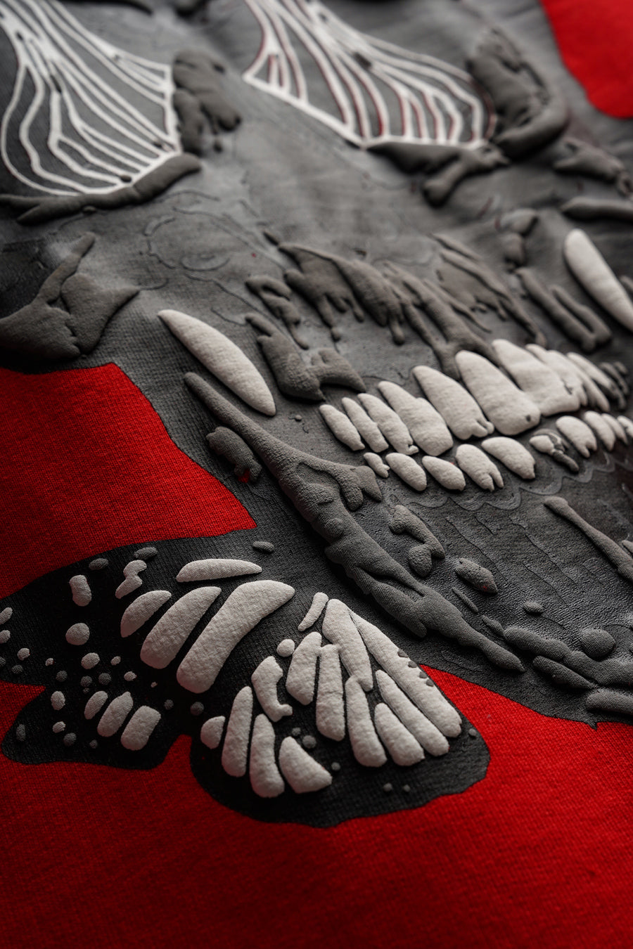Skull and Butterfly Oversized Unisex T-shirt in Red